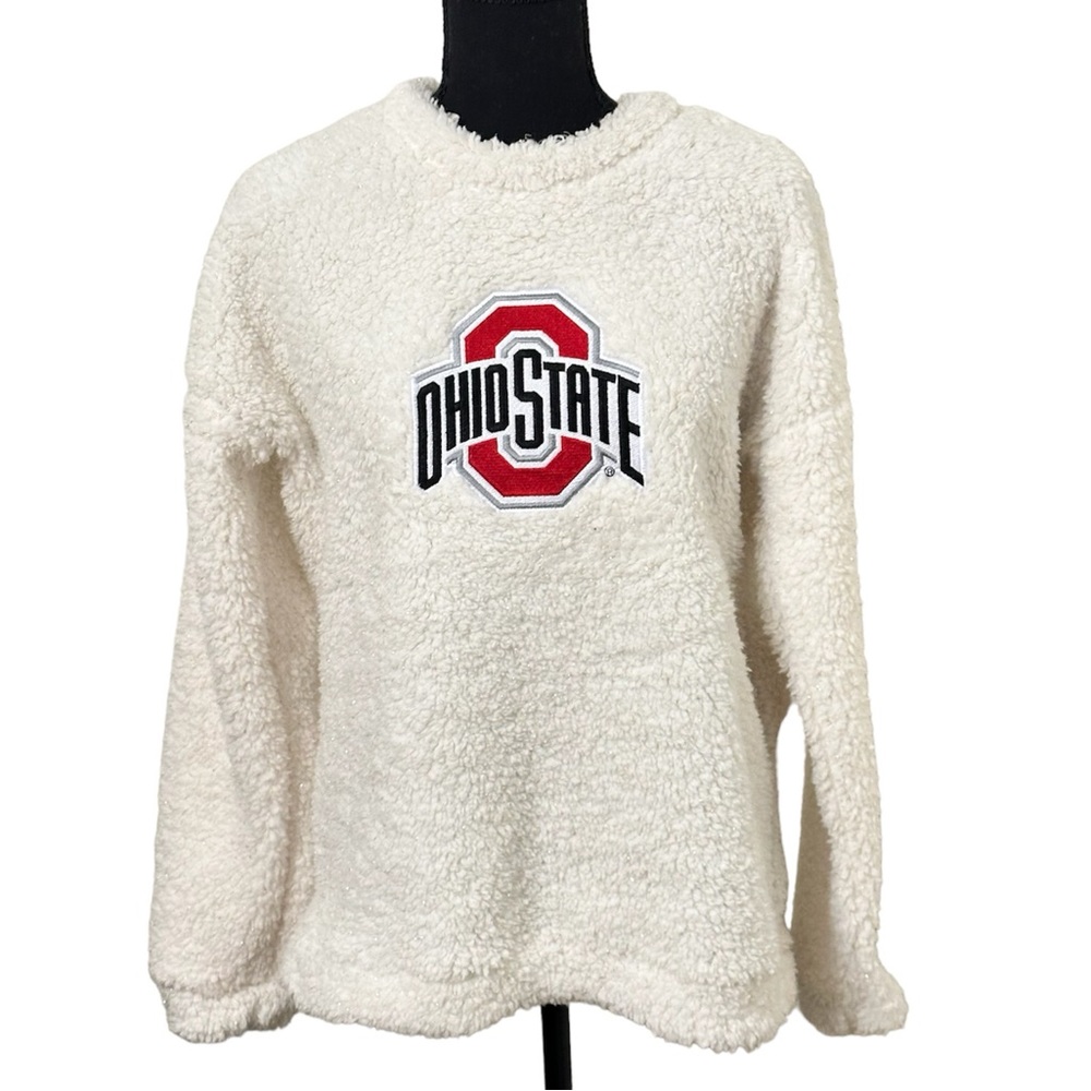 🆕 The Ohio State Long Sleeve Pullover Sherpa Sweatshirt Size Jr. M  BIG 10